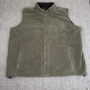 Eddie Bauer Men's Windcutter Flannel Full Zip Vest 3XL TALL Green Zipper Pockets